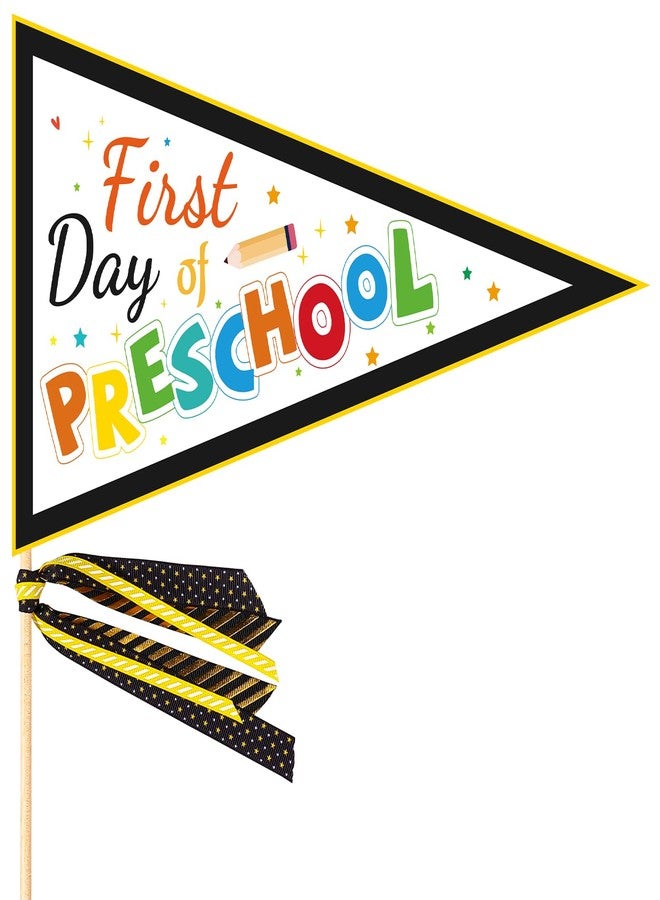 lasuroa First Day of Preschool Banner, Pennant Banner Flags First Day of Kindergarten Flag Back School First Day of Preschool Sign for Teachers Students School Decorations - Image 1